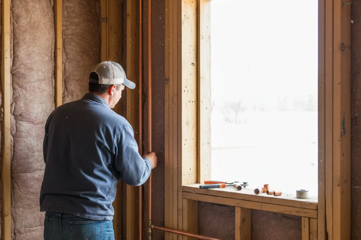 Licensed plumber running new copper supply lines in a Collinsville home
