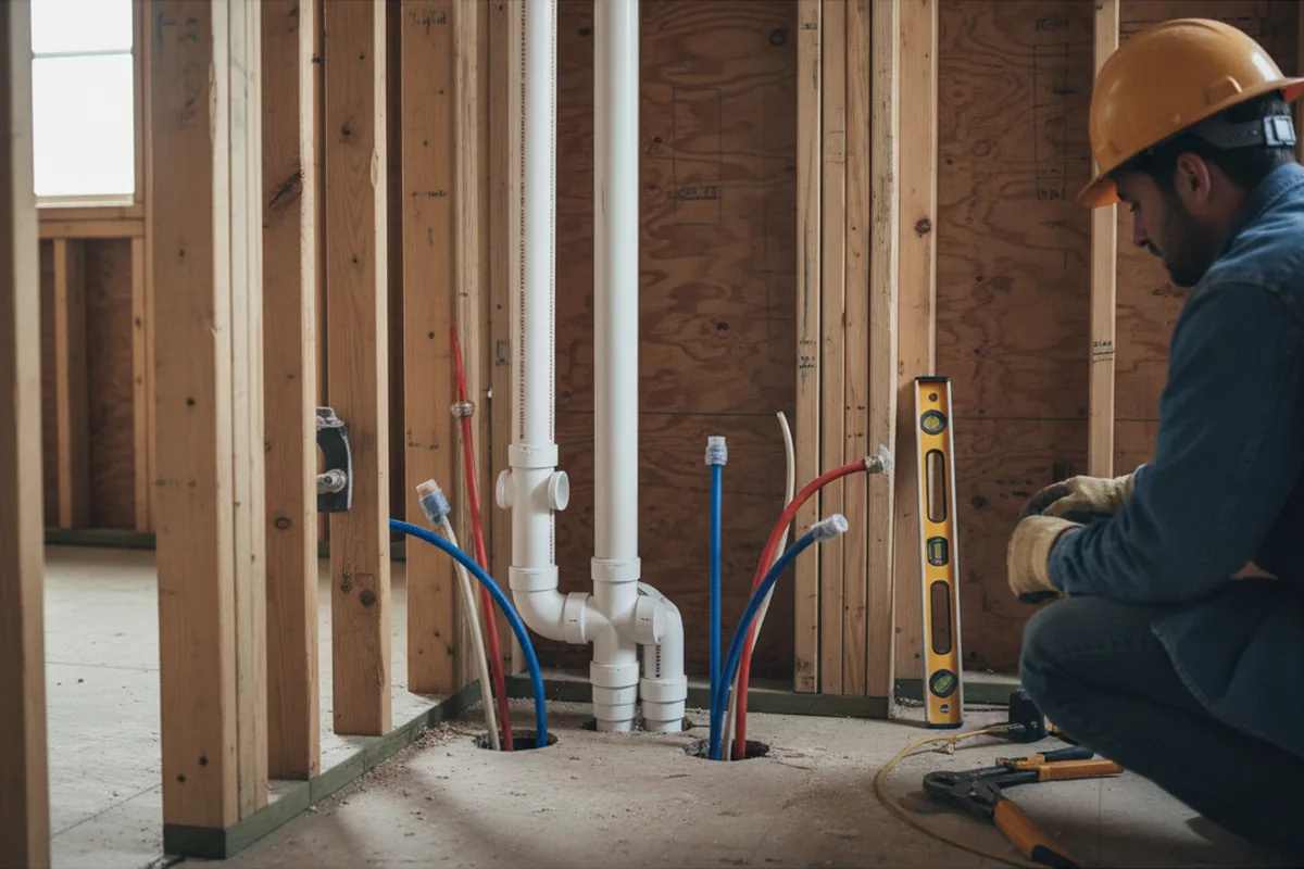 Drain and supply rough-in during Leak Detection in Collinsville